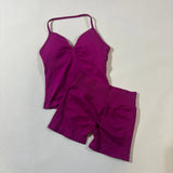 Women’s Seamless Yoga Gym Set – Backless Tank Top & High Waist Scrunch Shorts (2PCS) thumbnail 25