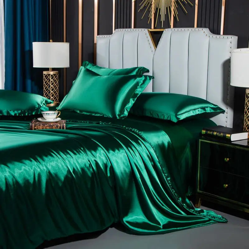 Nordic Silk Rayon Bedding Set 3/4/5 Piece Duvet Cover Bed Sheet Pillowcase Solid Luxury Twin Full Queen King Family Size