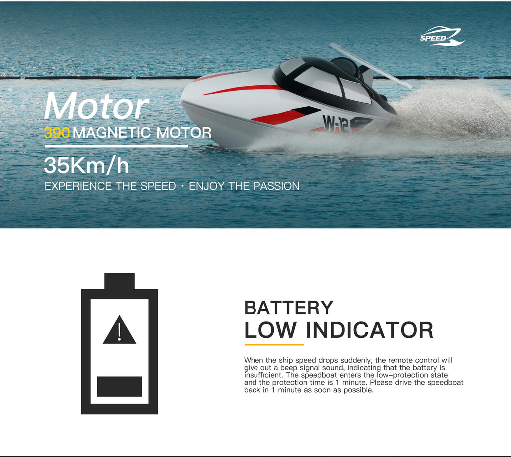 WL916 / WL912-A RC Speedboat 2.4GHz High-Speed Remote Control Racing Boat for Kids