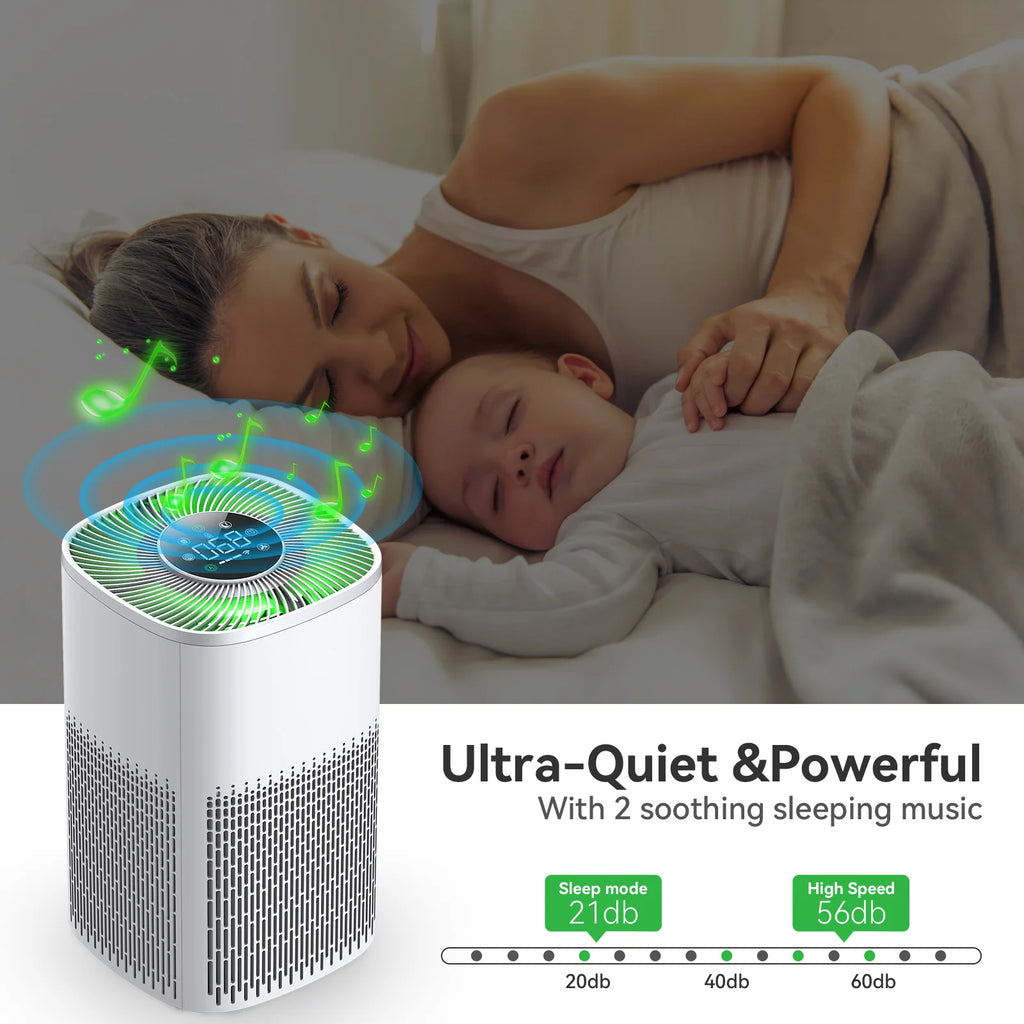 Smart WiFi Air Purifier with HEPA Filter, Tuya App & Alexa Control – Portable Home Air Cleaner with PM2.5 Display