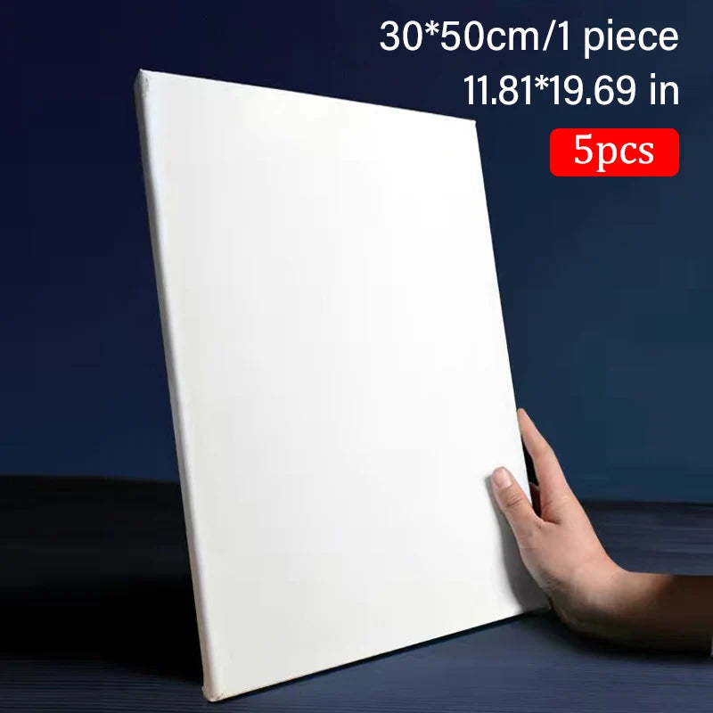 5pcs White Blank Square Artist Canvas Wooden Frame Cotton Boards for Oil, Acrylic & Watercolor Painting