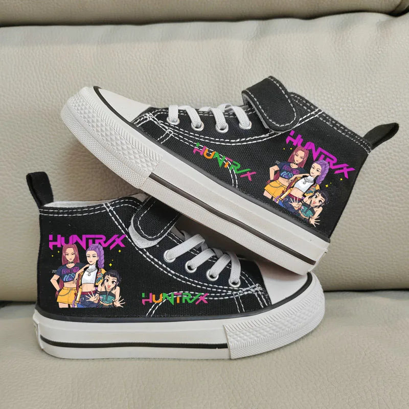 Children's High-Top Canvas Kpop Demon Hunter Sneakers – Breathable Kids Sports Shoes