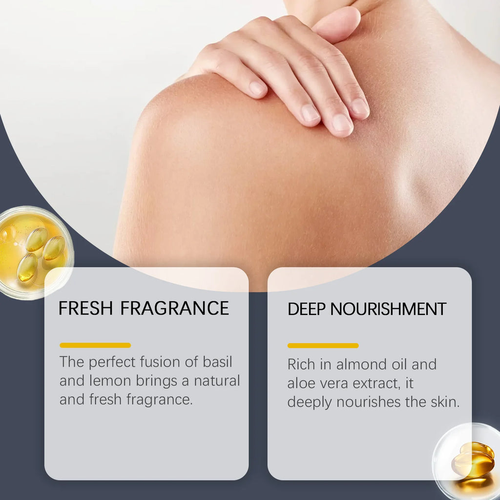 OceAura Basil Lemon Shower Gel & Body Lotion Set – Exfoliating Deep Cleansing, Moisturizing, Brightening & Smoothing Body Care