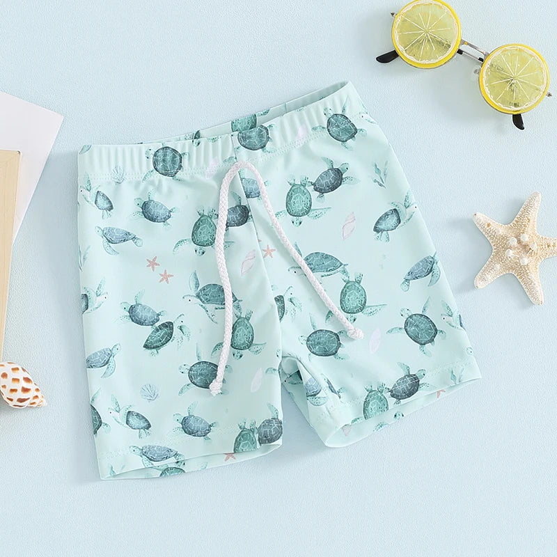 Blotona Boys Swim Trunks – Dinosaur, Plaid & Turtle Print Toddler Board Shorts