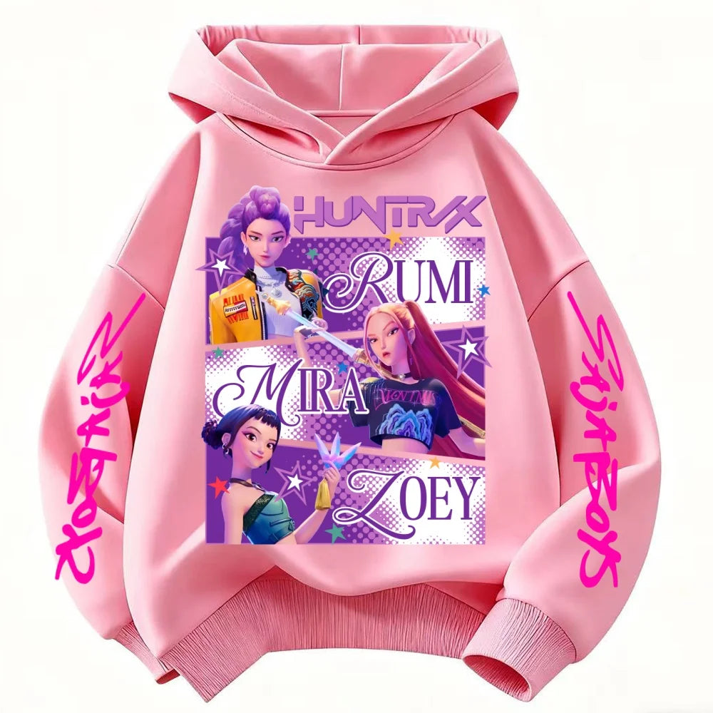 Huntrix KPop Demon Hunters Kids Hoodie Sweatshirt Princess Style Pullover 3–12 Years