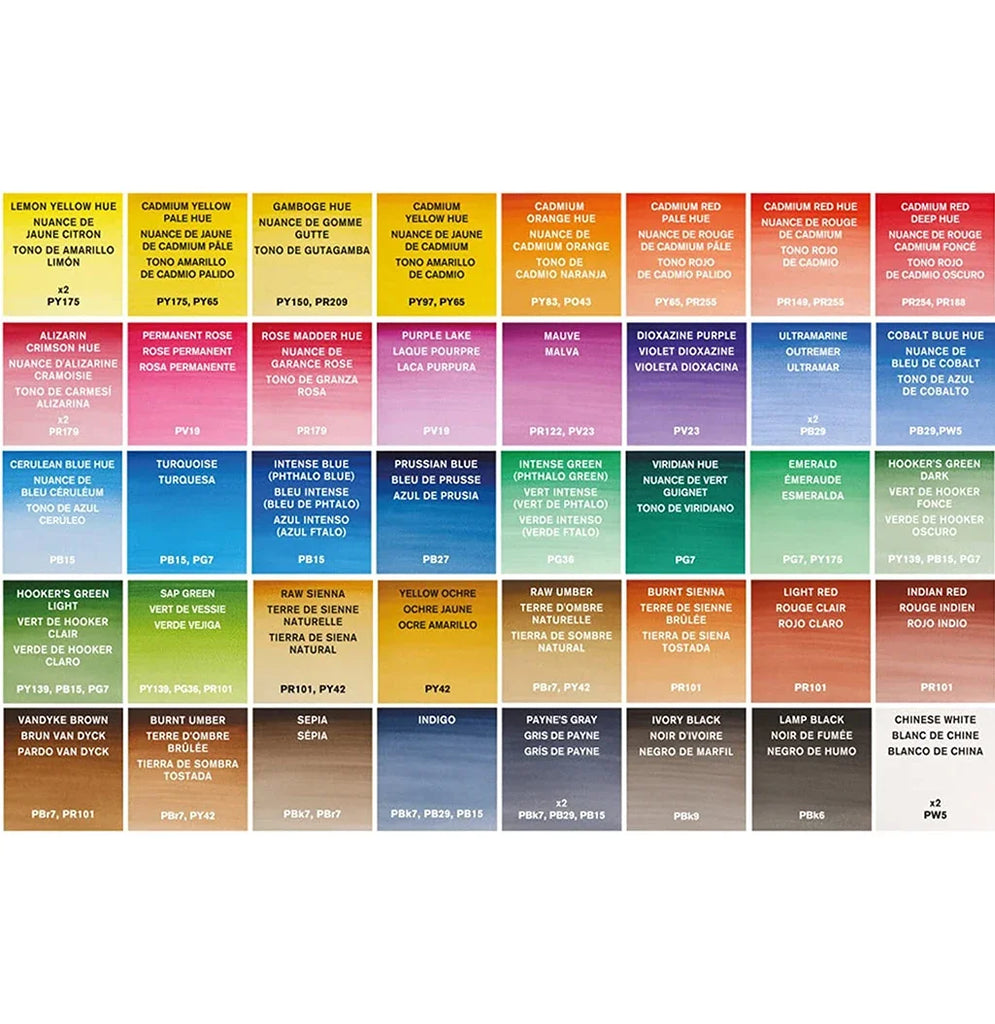 Winsor & Newton Cotman Watercolor Paint Set Studio 45 Half Pans with Brush and Palette Portable Artist Kit