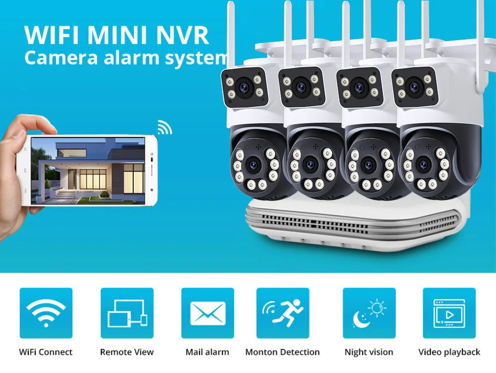 8CH NVR WiFi CCTV Security System 4MP/6MP IP Cameras with Audio & Two-Way Communication