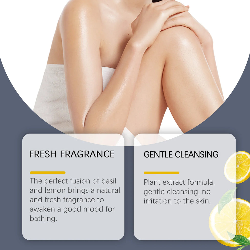 OceAura Basil Lemon Shower Gel & Body Lotion Set – Exfoliating Deep Cleansing, Moisturizing, Brightening & Smoothing Body Care