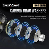 SeaSir Megacuda 15KG Drag Baitcasting Reel – Deep Spool, Aluminum Frame, Carbon Side, Double Handle Jigging Reel for Fresh & Saltwater Fishing thumbnail 4