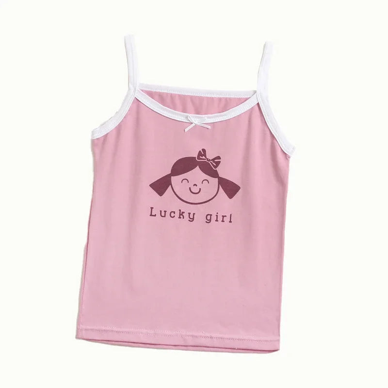 Girls’ Summer Tank Tops – Cartoon Cotton Camisoles, Ages 3-8