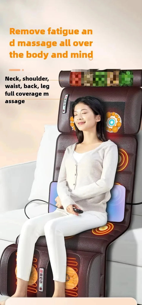 Electric Full Body Massage Mattress with Heating and Hand Control – Neck, Shoulder, Waist, Back & Leg Airbag Kneading Vibration Cushion