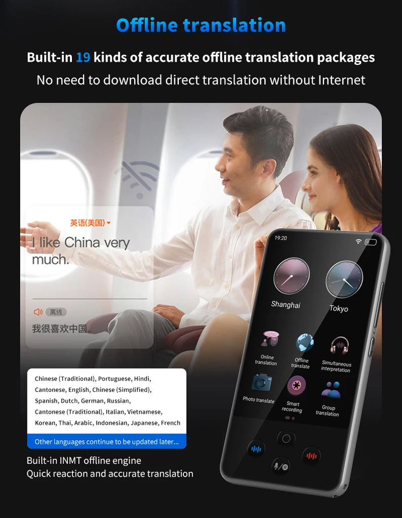 S85 Pro Smart Language Translator Device – 4” Touch Screen, 138 Languages, Offline Translation, Camera & Voice Recorder