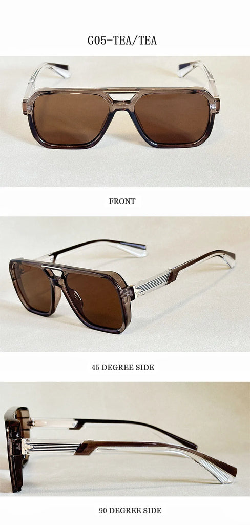ZUIDID Vintage Square Sunglasses UV400 Travel Fashion Glasses for Men and Women Model 02056