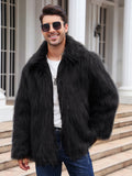 Men’s Faux Fox Fur Jacket Coat – Thick Shaggy Winter Outerwear thumbnail 7