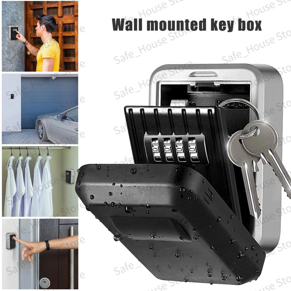 Wall Mount Key Lock Box 4-Digit Combination Security Safe for Home & Office