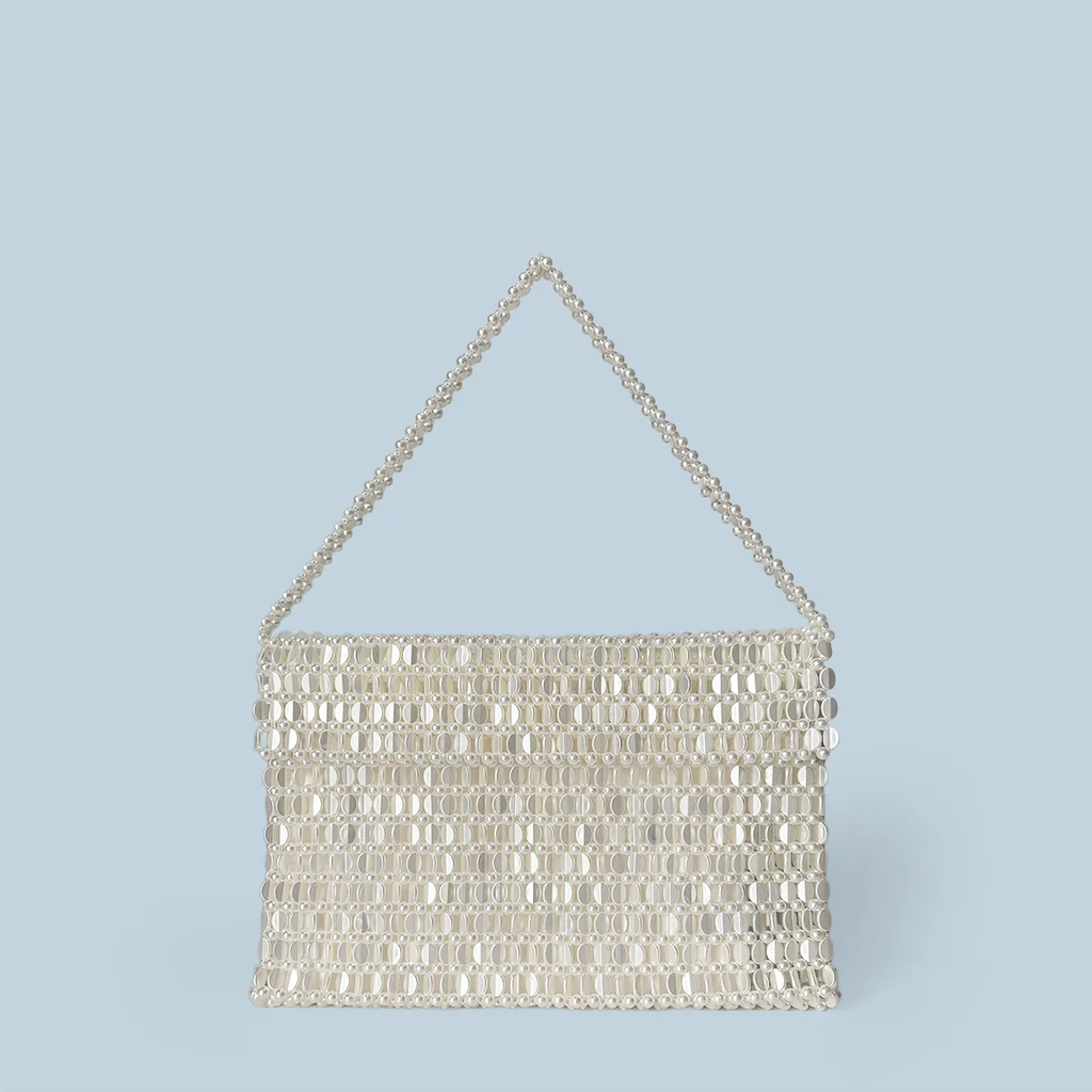 Retro Silver Sequin Metal Handwoven Shoulder Bag – High-End Women’s Square Handbag