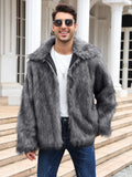 Men’s Faux Fox Fur Jacket Coat – Thick Shaggy Winter Outerwear thumbnail 30