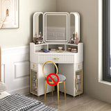 Luxury Solid Wood Corner Dressing Table with Mirror and Stool – Modern Minimalist Bedroom Furniture thumbnail 43