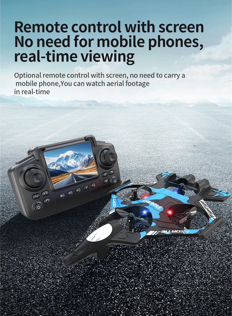 K500 MAX 2.4G Remote Control Fighter Jet Drone with Screen & 360° Rolls