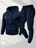Men’s Hooded Sportswear Set – Letter Print Hoodie & Drawstring Pants Autumn Winter thumbnail 14