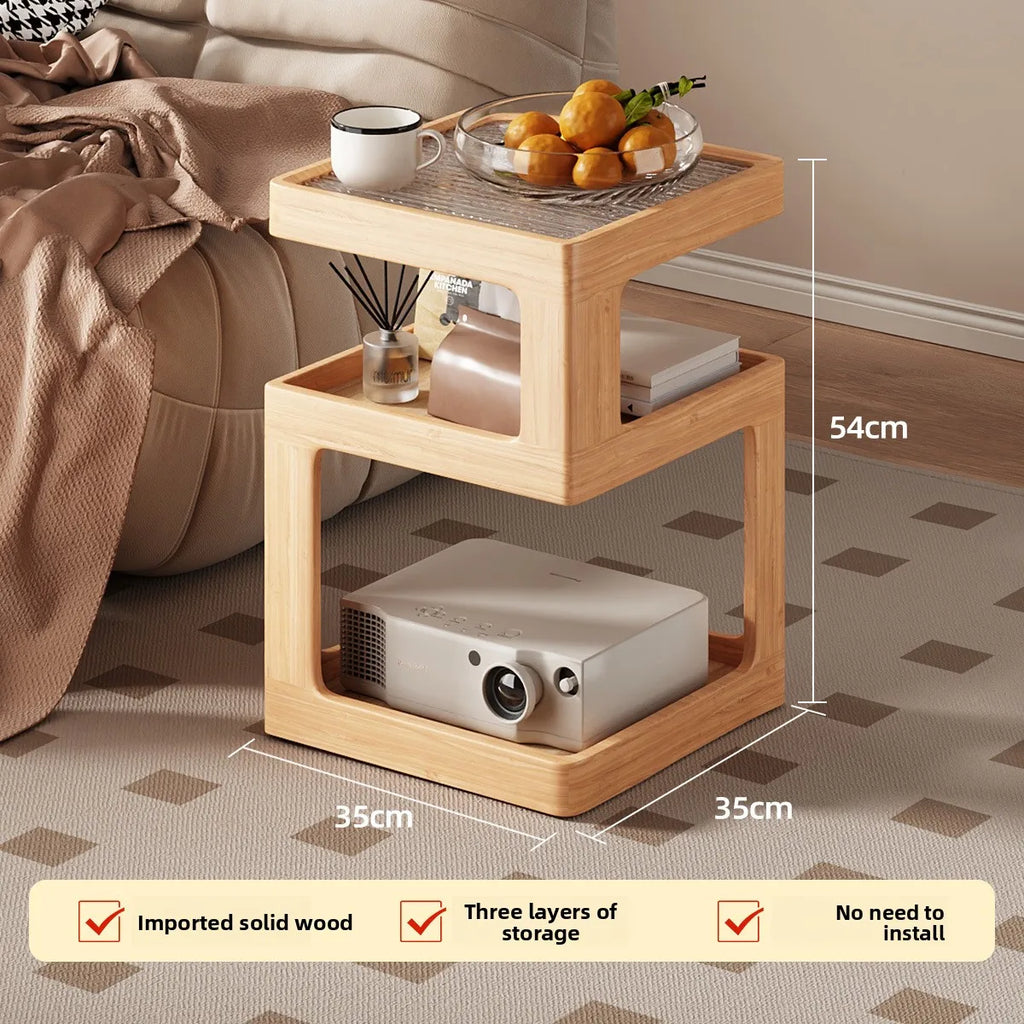 Solid Wood Bedside Table with Storage – Modern Minimalist Bedroom Side Table
