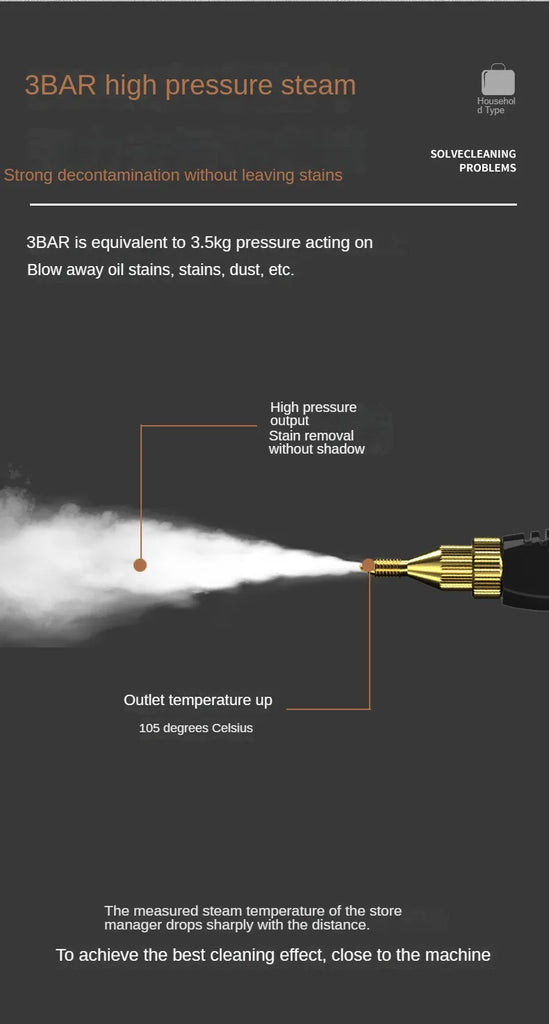 High-Temperature Steam Cleaner for Home, Car & Kitchen – Sterilization & Deep Cleaning, 110V US / 220V EU Plug