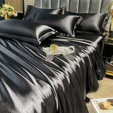 Nordic Silk Rayon Bedding Set 3/4/5 Piece Duvet Cover Bed Sheet Pillowcase Solid Luxury Twin Full Queen King Family Size thumbnail 32