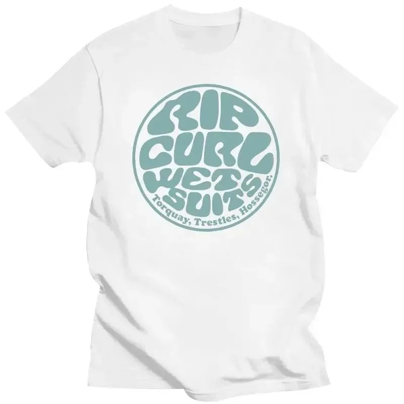Men's Rip Curl Vintage Print Short Sleeve T-Shirt – 100% Cotton, Casual Streetwear Tee