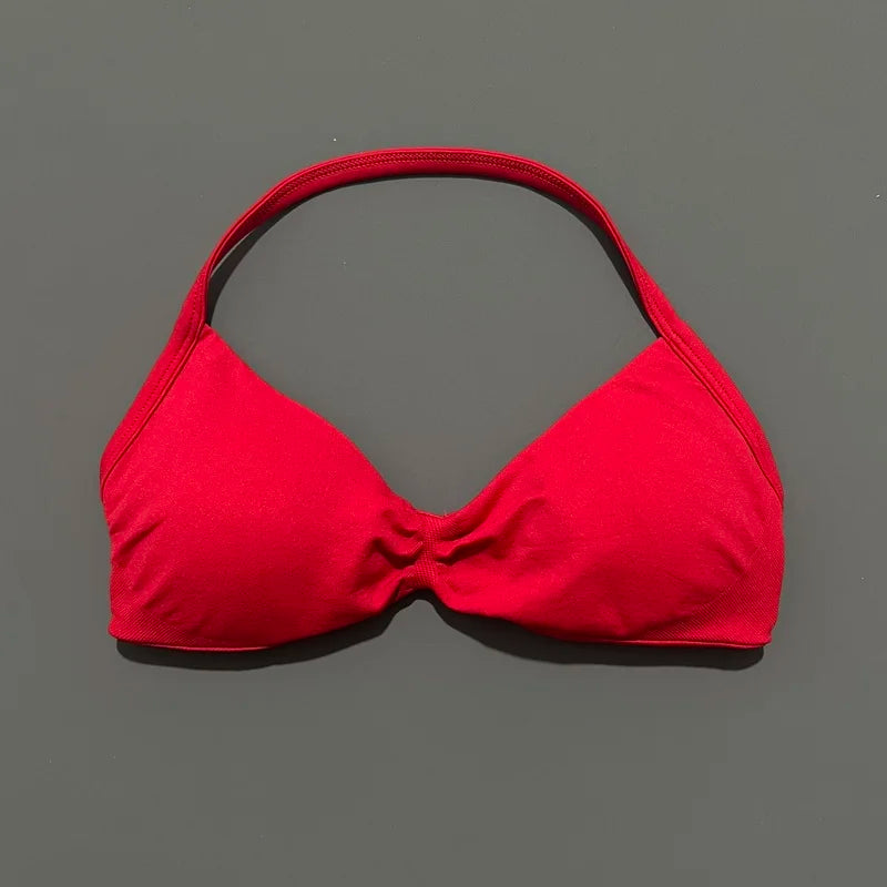Strappy Backless Sports Bra for Women – Push-Up Yoga & Gym Top with Removable Cups