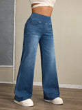 Women's High-Rise Wide-Leg Jeans – Stretch Denim Tummy Tuck Casual Pants thumbnail 4