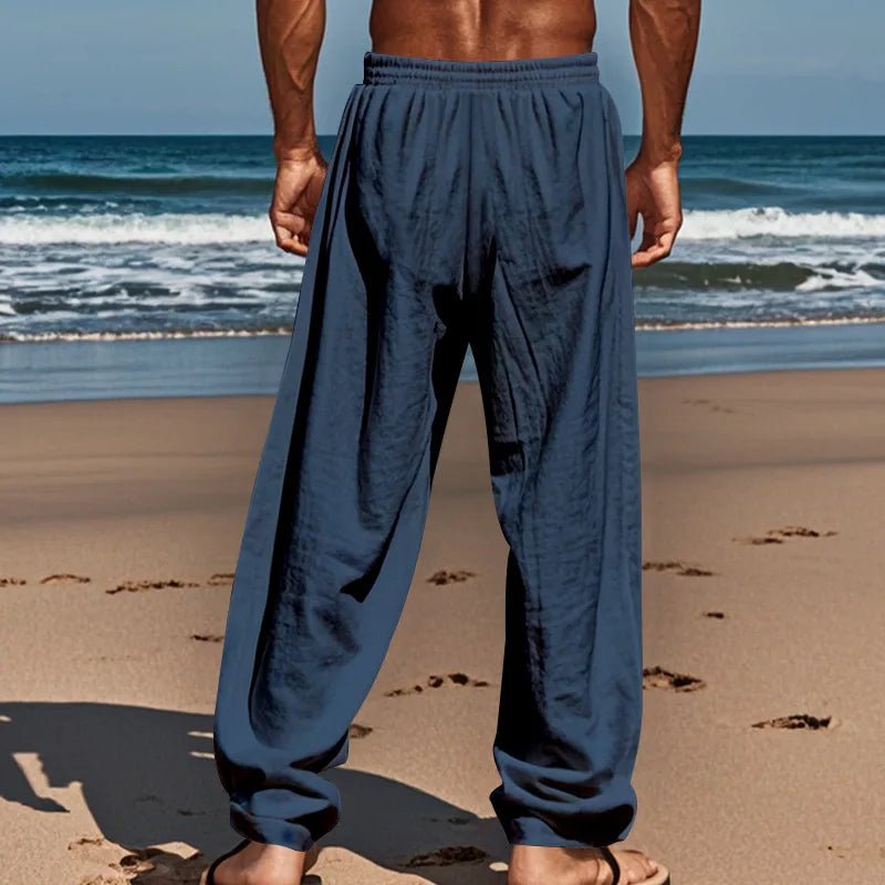 Men's 16-Color Breathable Linen Yoga Pants Loose Casual Sportswear for Spring/Summer