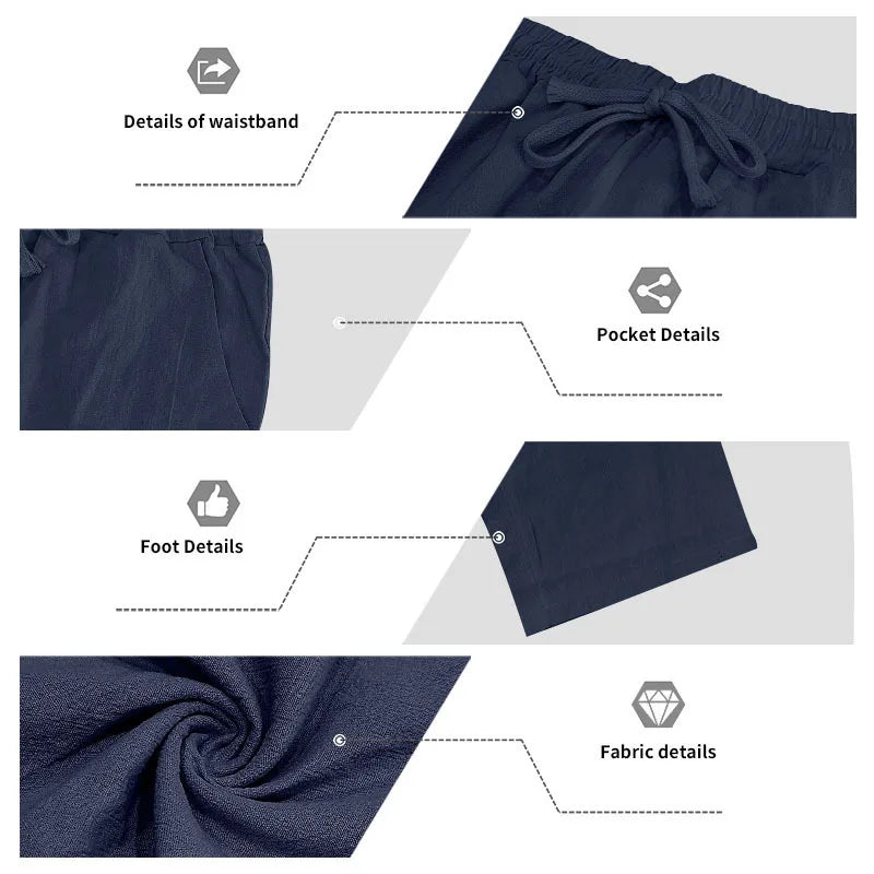 Men's 16-Color Breathable Linen Yoga Pants Loose Casual Sportswear for Spring/Summer