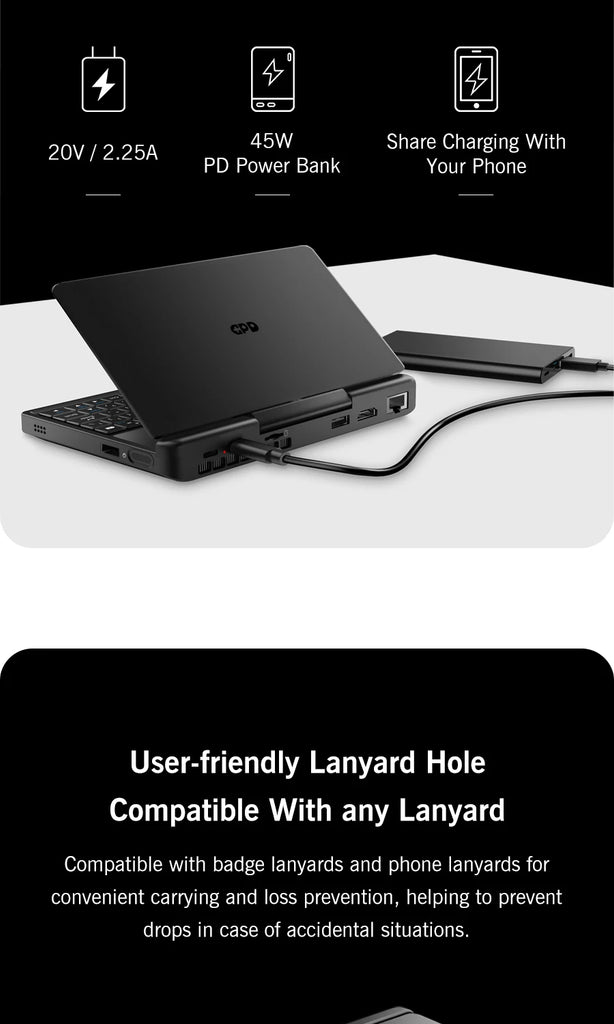 GPD MicroPC 2 Handheld Mini Laptop 7" Touch Screen 16GB RAM 512GB SSD Windows 11
