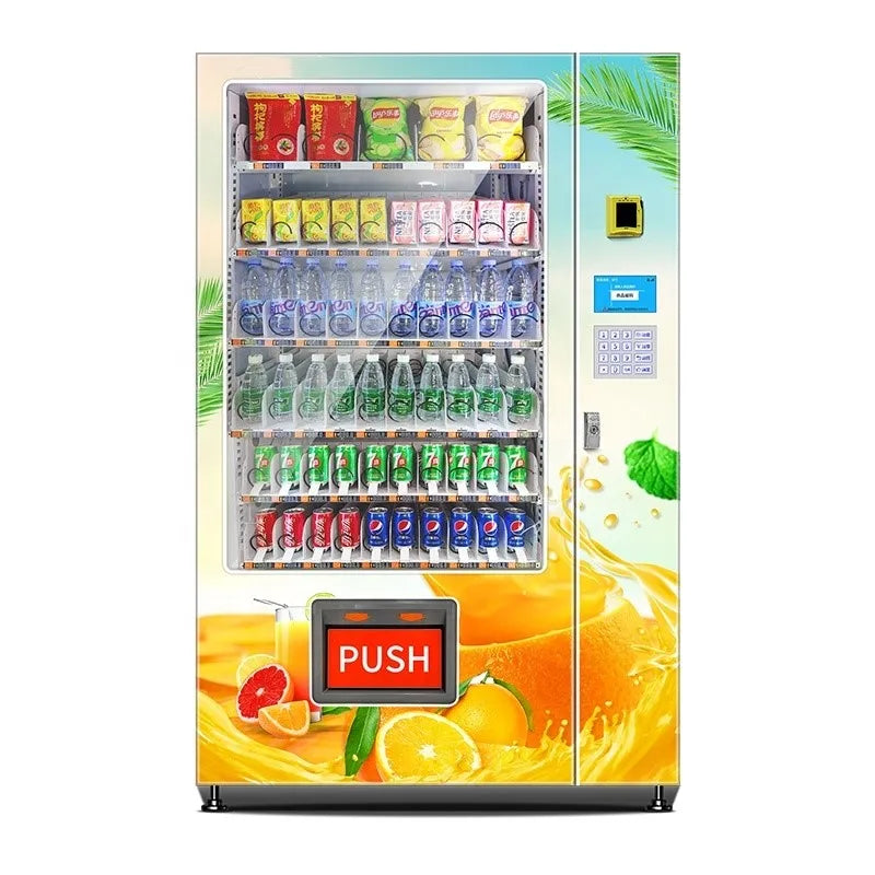 Big Capacity Snacks & Drinks Vending Machine with Refrigerator, QR Code & Coin Changer