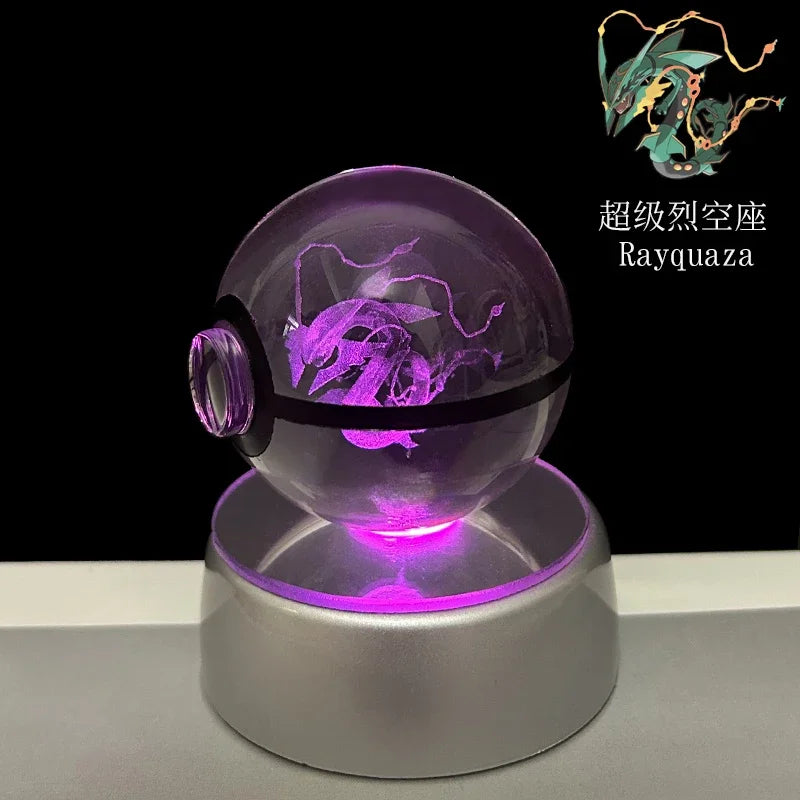 Pokemon 5cm Crystal Ball 3D LED Night Light – Pikachu, Charizard, Gengar & Eevee Gift Model