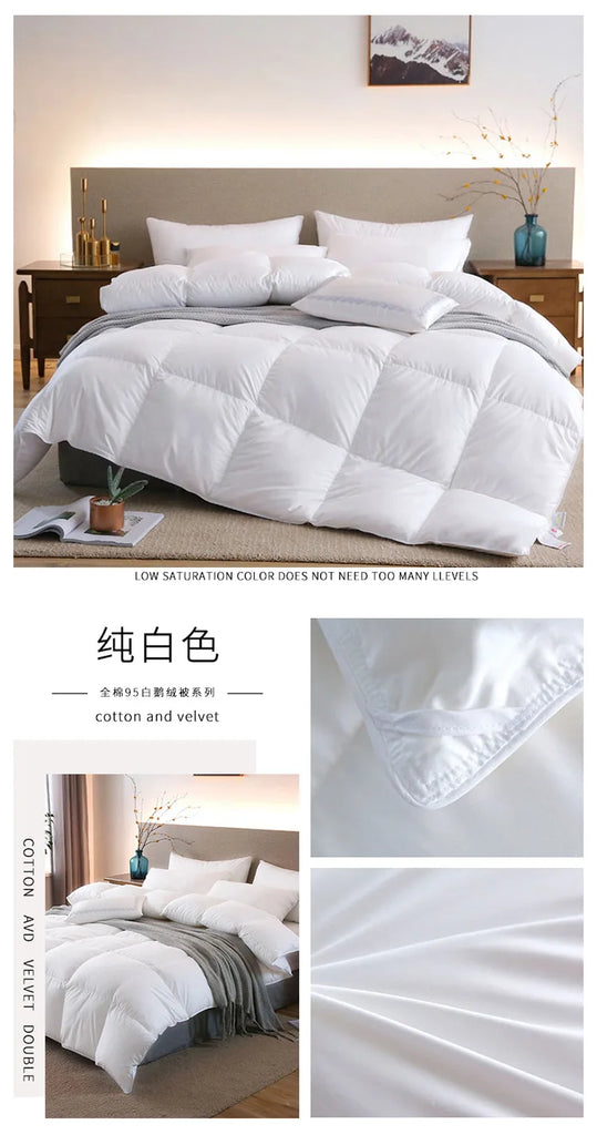 Five-Star Hotel Style Goose Down Duvet – Warm Winter Quilt for Single & Double Beds – Soft Quilted Polyester Comforter 150x200cm to 200x230cm
