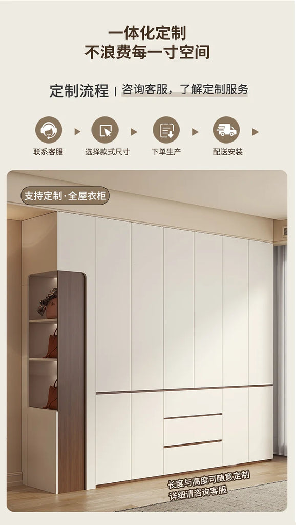 Luxury Nordic Modern Metal Wardrobe with Storage Drawers – Adult Bedroom Closet Furniture