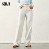Semir Women’s 2025 Winter Wide-Leg Fleece-Lined Jeans – Full-Length Hong Kong Style Trousers thumbnail 3