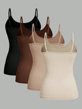 4-Pack Women’s Solid Color Camisole Tank Tops – Adjustable Strap Sleeveless Summer Vests thumbnail 8