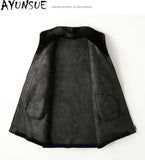 Men’s Winter Sheep Shearing Wool Jacket with Mink Fur Collar – Mid-Length Casual Coat thumbnail 15