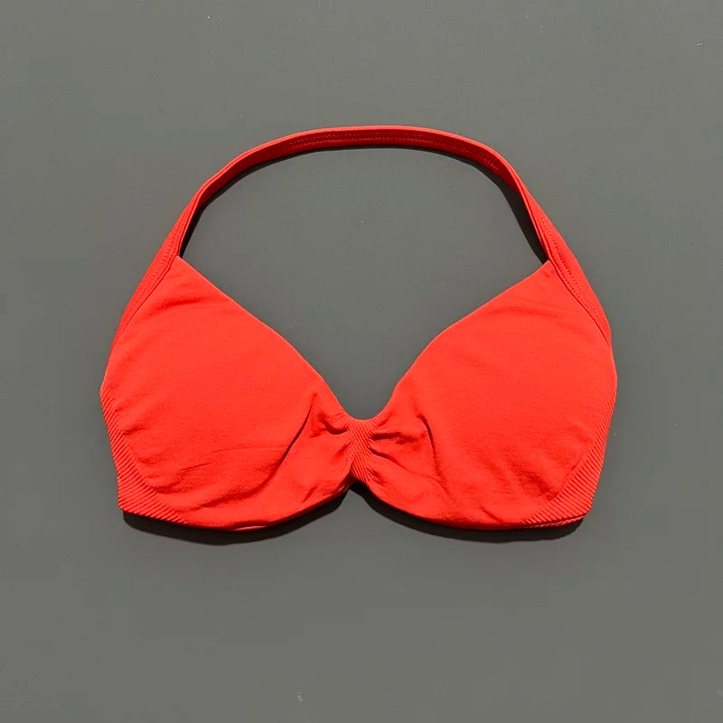 Strappy Backless Sports Bra for Women – Push-Up Yoga & Gym Top with Removable Cups