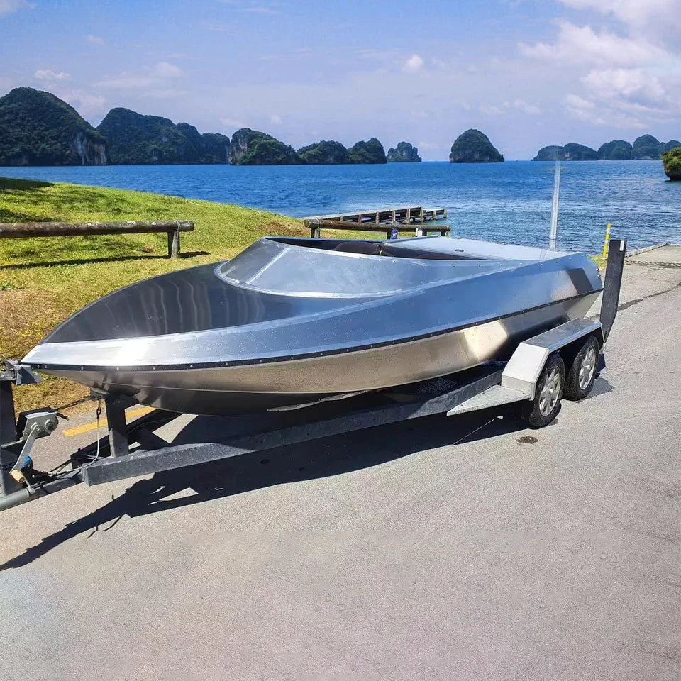 Fully Welded Aluminum Jet Ski Boat Hull Kit – 12ft Sports Yacht for River Racing