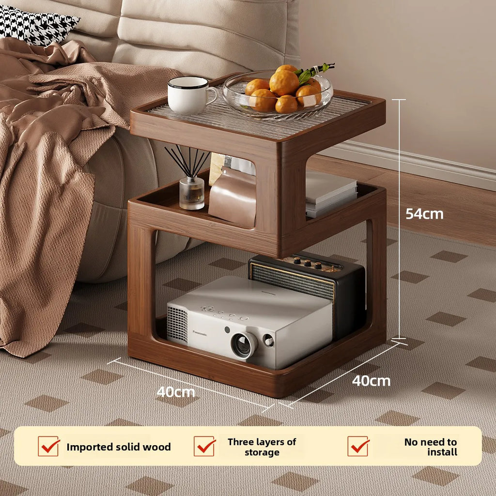 Solid Wood Bedside Table with Storage – Modern Minimalist Bedroom Side Table