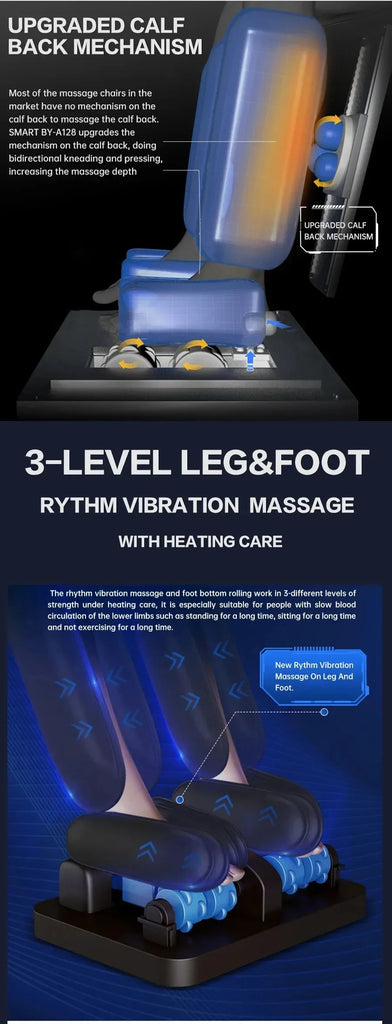 Full Body Elastic Massage Chair with Voice Control, Heating & Foot Roller – LCD Remote, OUCEY