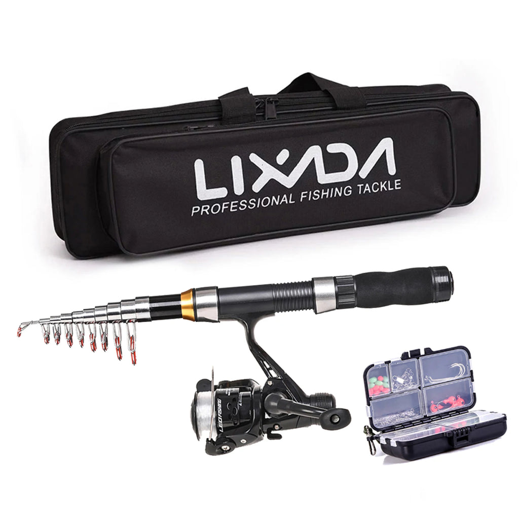 Lixada Telescopic Fishing Rod & Reel Combo Full Kit (2.1m / 2.3m) – Complete Carbon Fiber Spinning Set with Carry Bag