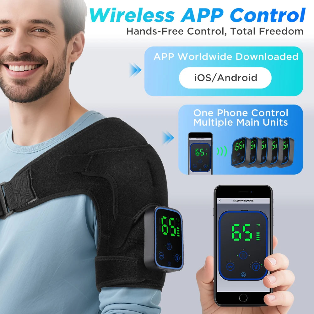 Wireless Shoulder Heating Pad With Massage 6 Temperature Levels App Control 5000mAh Battery AMH02