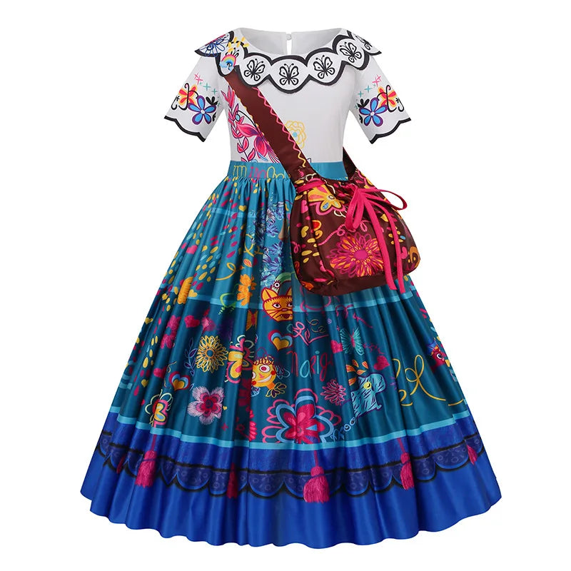 Girls Encanto Princess Dress Cosplay Costume – Mirabel & Isabela Carnival Birthday Party Outfit