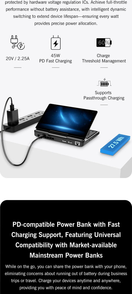 New 7-inch GPD MicroPC 2 Mini Laptop Intel Core i3-N300 16GB/512GB Windows 11 Portable Notebook