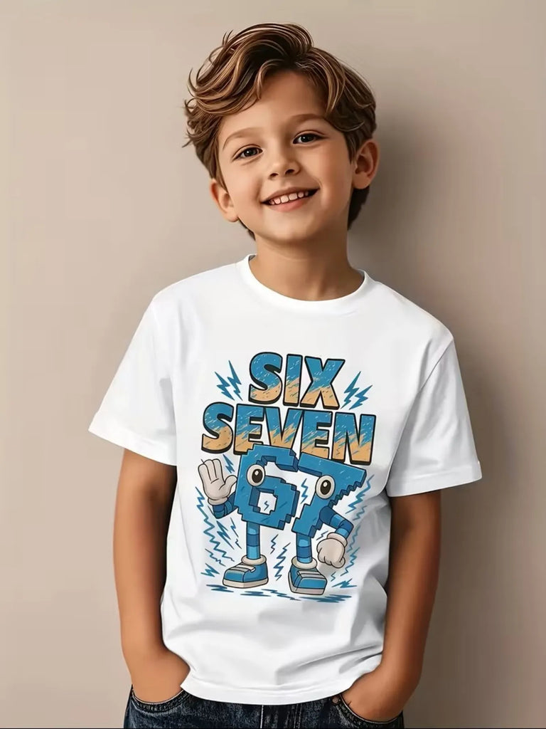 Kids Graphic Print T-Shirt Summer Short Sleeve Loose Fit Tee 7–15 Years