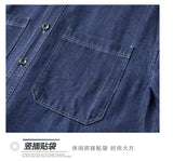 Men’s Casual Cargo Denim Shirt – Heavyweight Vintage Button-Down Workwear Shirt thumbnail 9